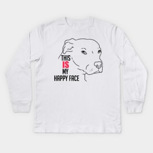 Funny Pitbull, Cute Pitbull, Funny Dog, Grumpy Dog Kids Long Sleeve T-Shirt